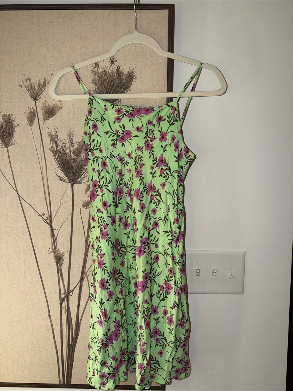 Zara Green Floral Slip with Pink Flowers